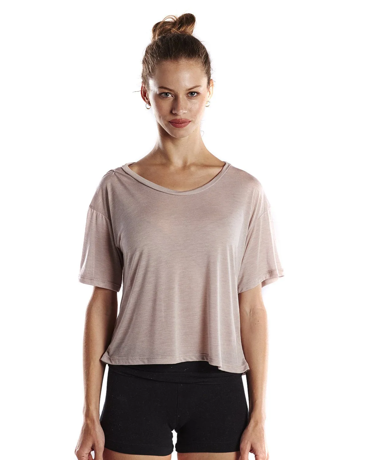 US Blanks US309 Ladies' Boxy Open Neck Top Heather Texture Finish