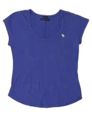 ABERCROMBIE & FITCH Womens T-Shirt BEST SELL UK 12 Medium Blue Cotton EcoFriendlyDyes