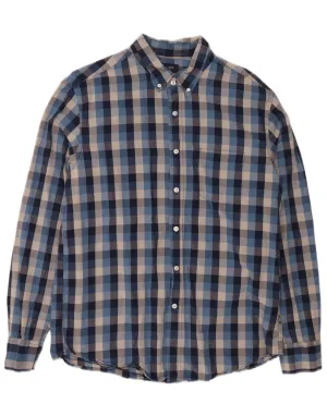 Lightweight Layers Wrinkle Resistant Finish J. CREW Mens Shirt Large Navy Blue Check Cotton