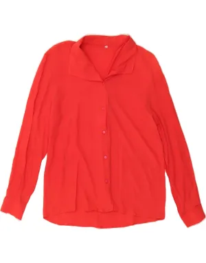 VINTAGE Womens Shirt Blouse UK 14 Large Red Compact Fold Design