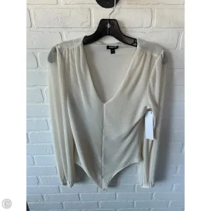 Bodysuit By Express In Cream, Size: M deep plunge bodysuit
