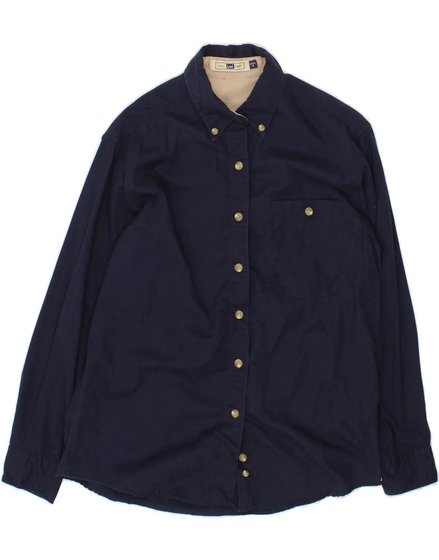Everyday Outfit Functional Wear LEE Womens Shirt UK 10 Small Navy Blue Cotton