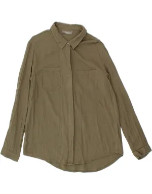 OASIS Womens Shirt UK 16 Large Khaki Cotton Versatile Clothing