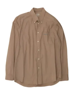 CALVIN KLEIN JEANS Mens Shirt XL Brown Cotton Performance Fabric Yoke Design