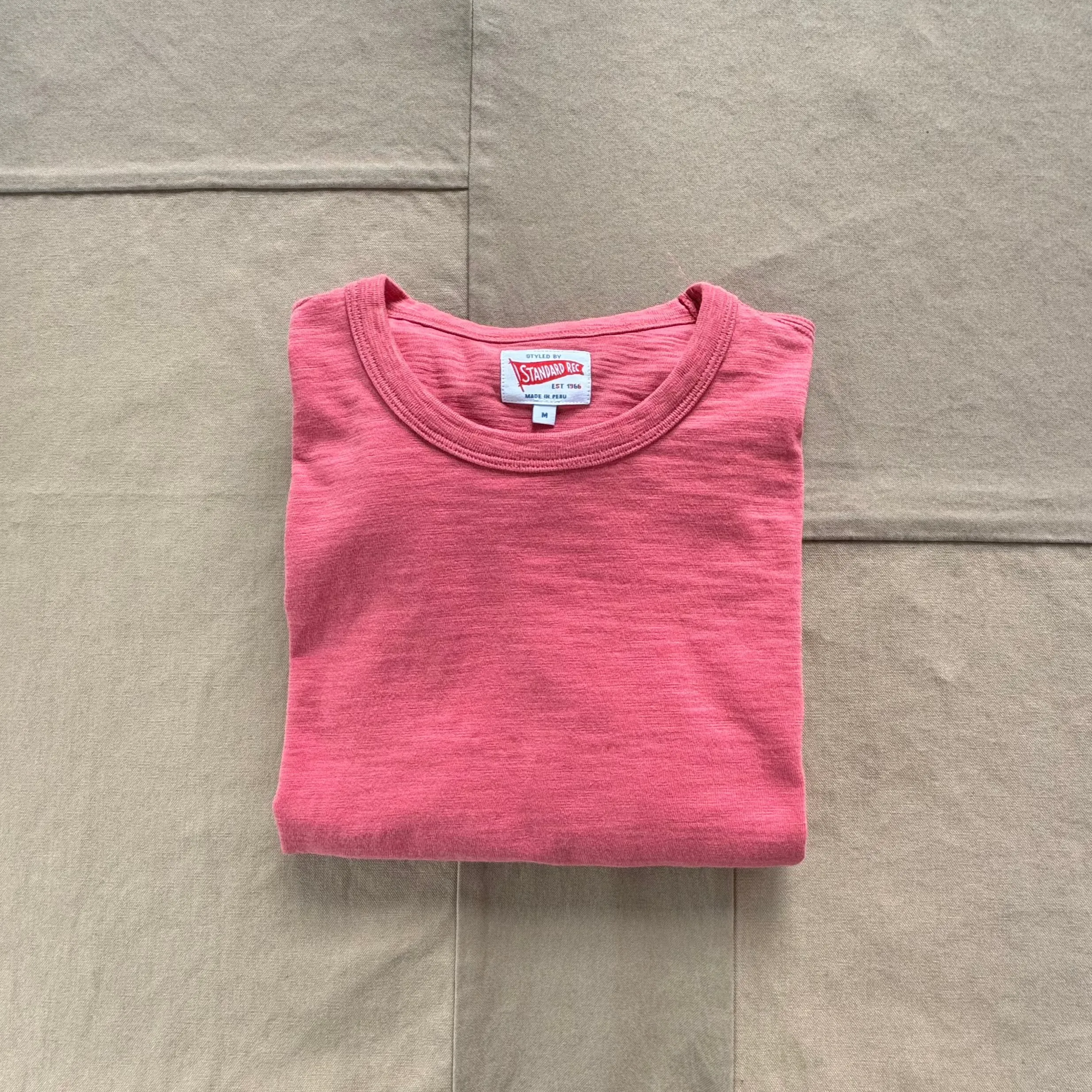 Short Sleeve Slub T-shirt, Washed Red Urban Look
