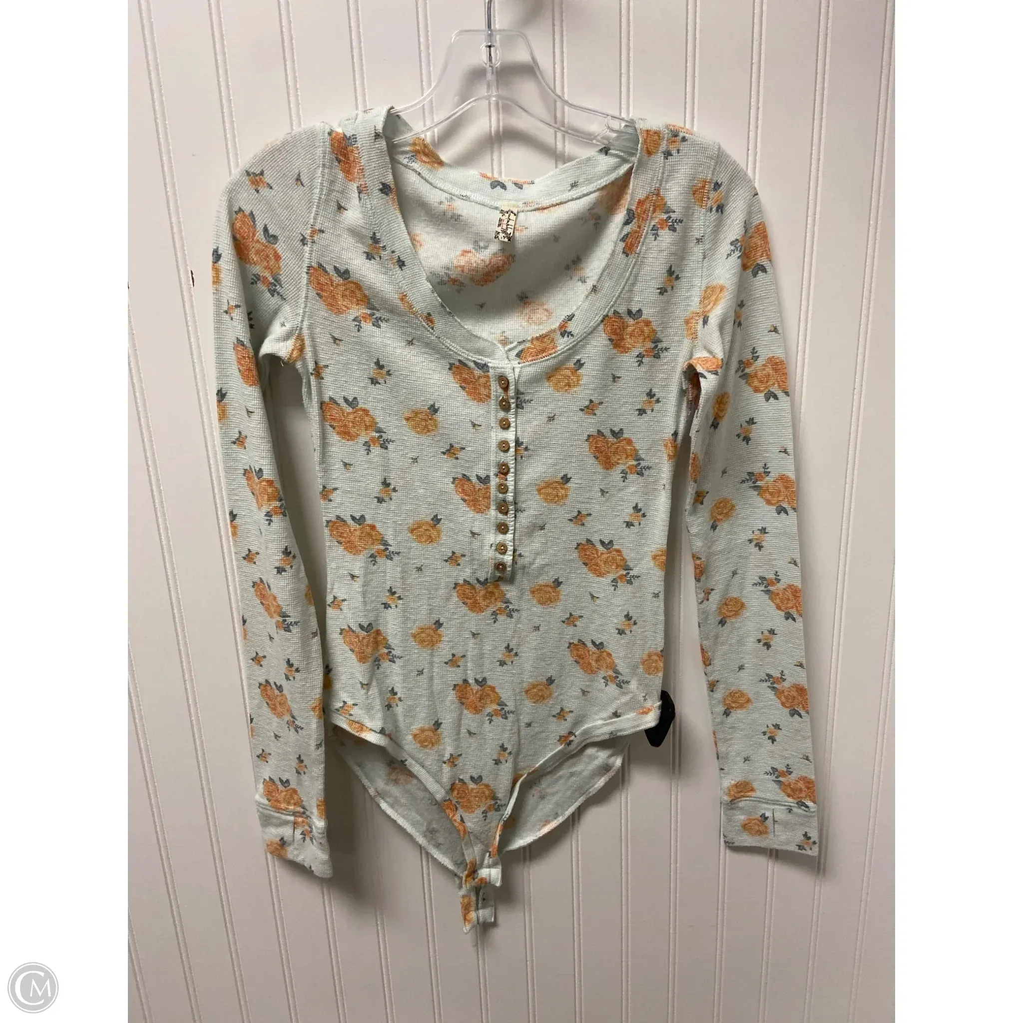 Bodysuit By Free People In Blue & Orange, Size: Sp casual chic bodysuit navy bodysuit