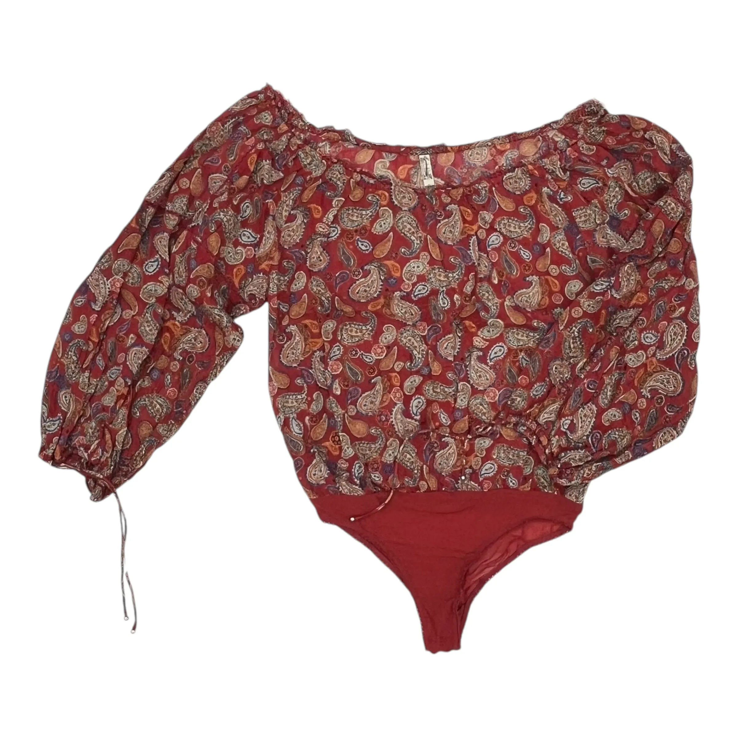 Bodysuit By Free People In Red, Size:M velvet bodysuit
