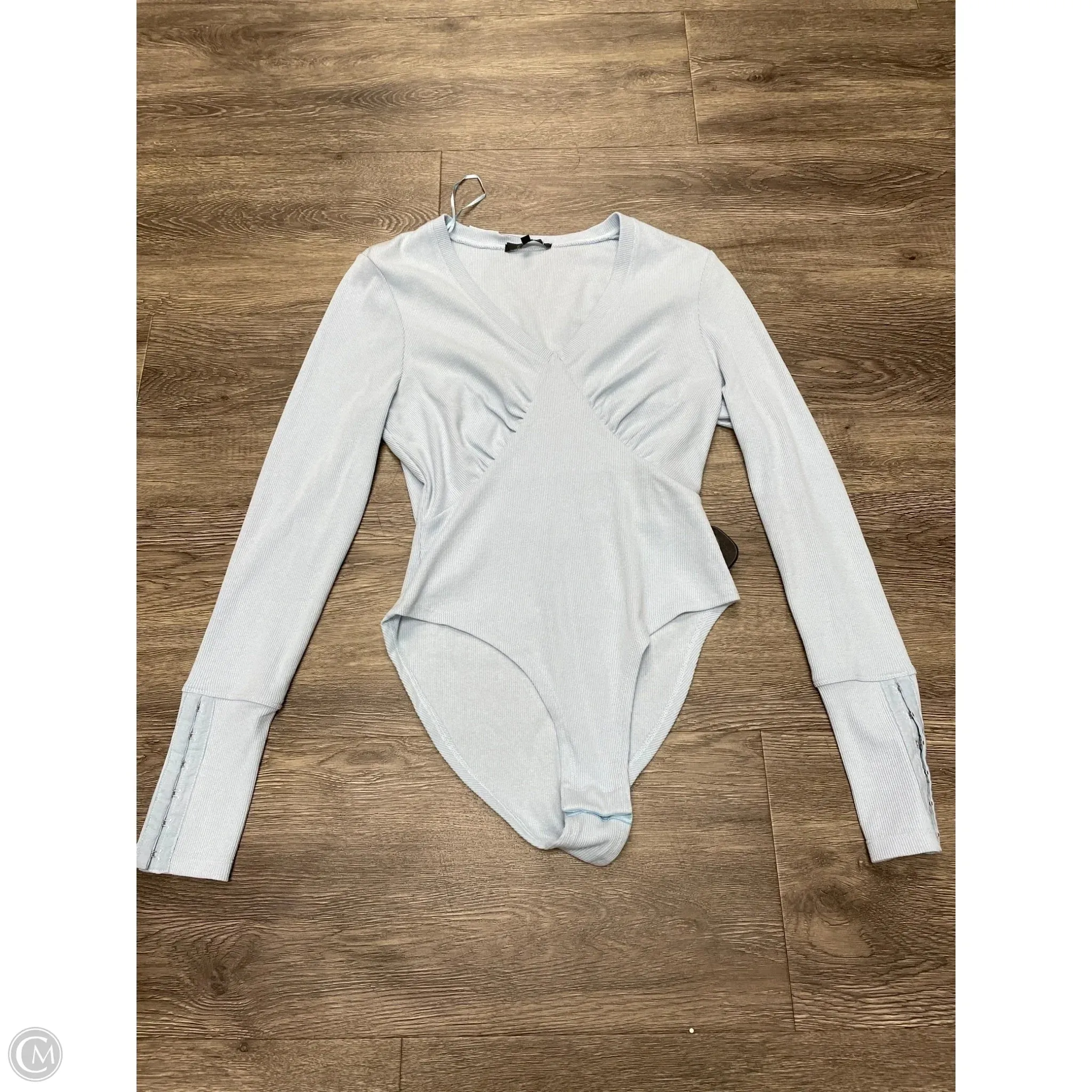 Bodysuit By 7 For All Mankind In Blue, Size: S athleisure bodysuit low back bodysuit