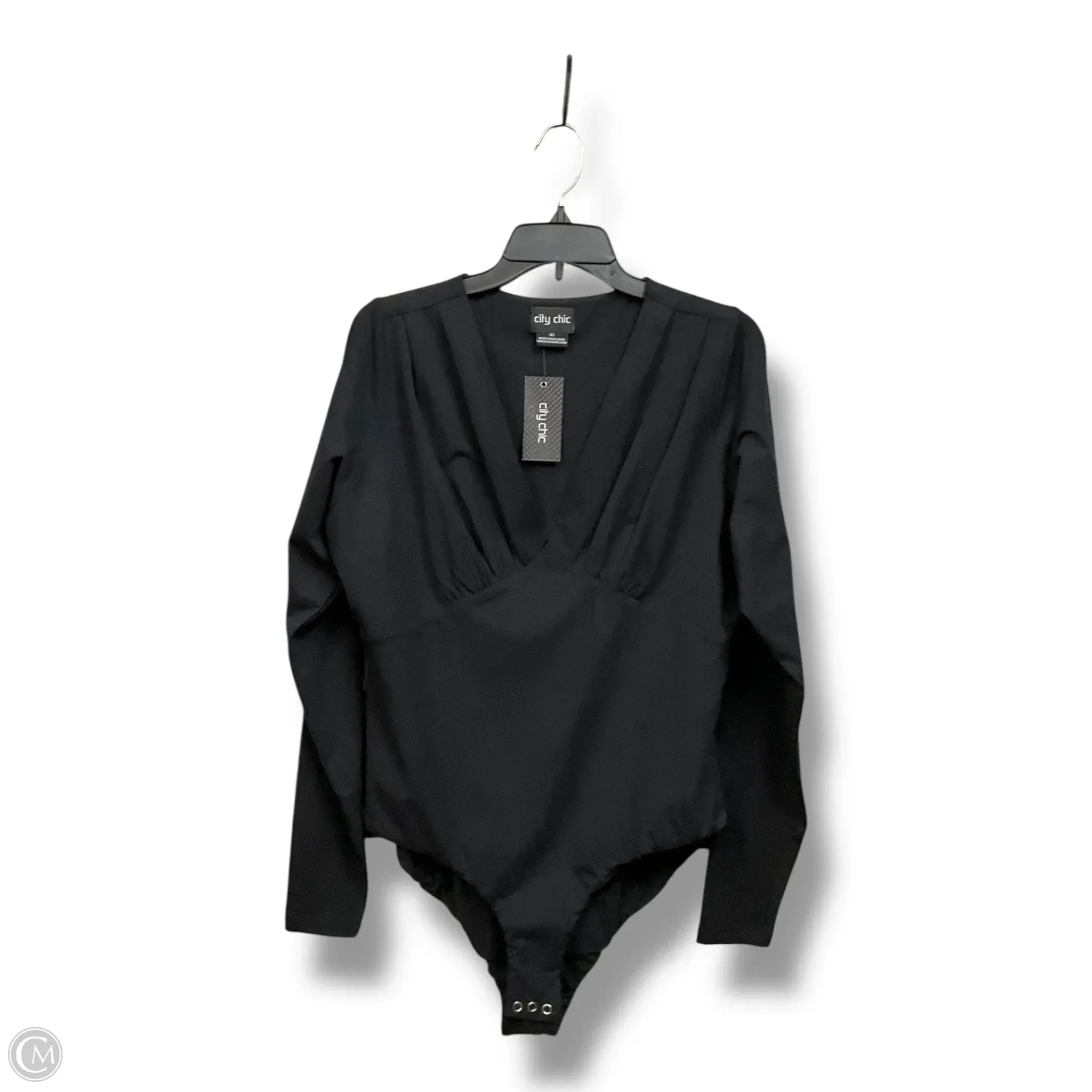 Bodysuit By City Chic In Black, Size: Xl office chic bodysuit button bodysuit