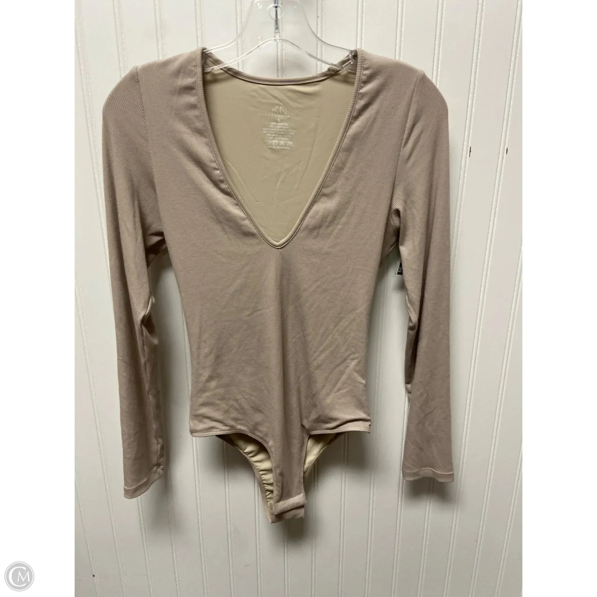 Bodysuit By Clothes Mentor In Taupe, Size: L chic bodysuit pregnancy bodysuit