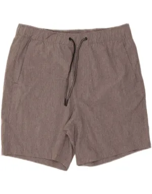 EDDIE BAUER Mens Casual Shorts XL Grey Polyester No Ride Up Silicone Grip Low Profile Zipper