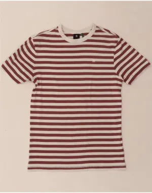 G-STAR Womens T-Shirt Top UK 12 Medium Maroon Striped Cotton Layerable Look