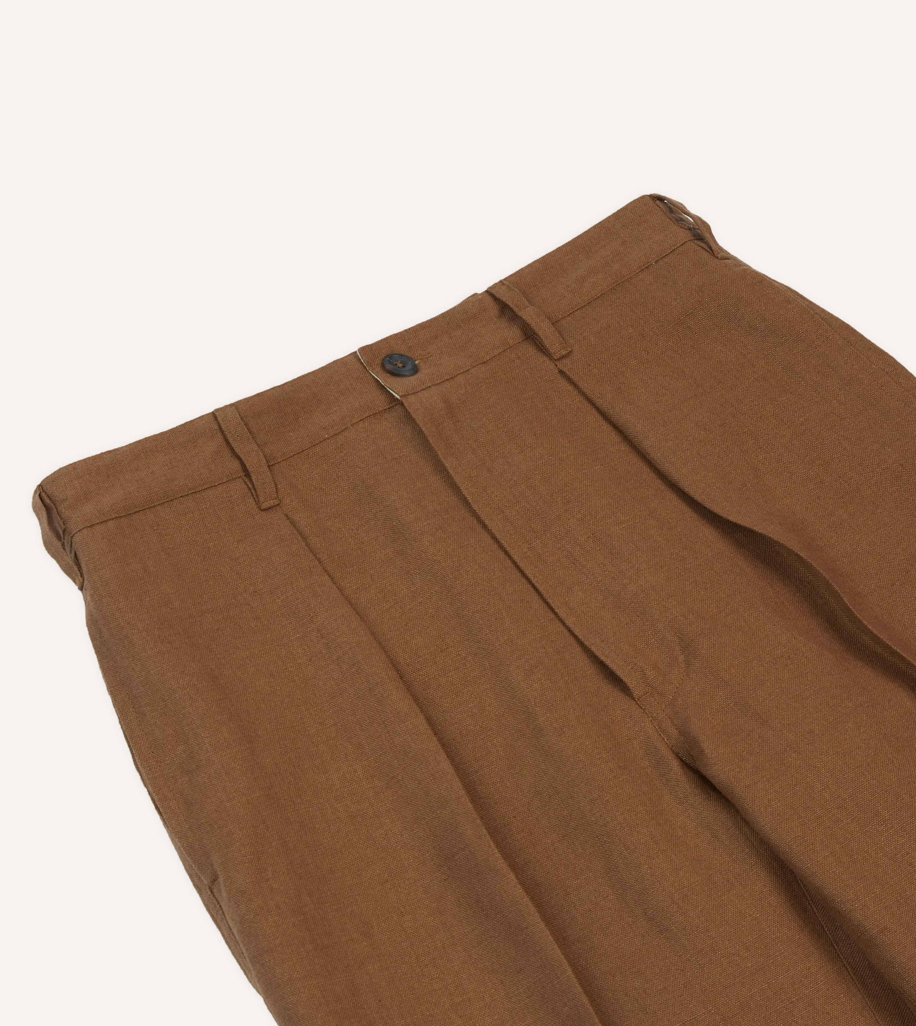 Tobacco Antique Linen Games Trousers Luxury Office Wear Sustainable Production Methods