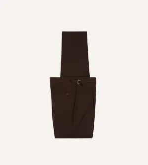 Brown Wool-Cotton Single Pleat Trouser Modern Professional Look