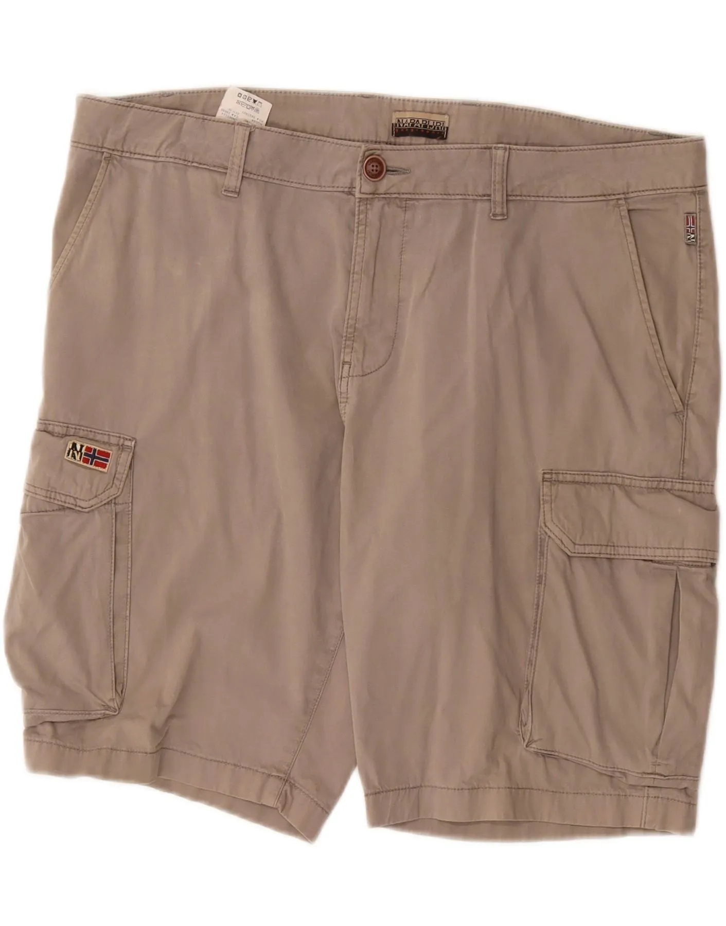 NAPAPIJRI Mens Cargo Shorts W38 XL Beige Cotton Stretch waistband garden party wear