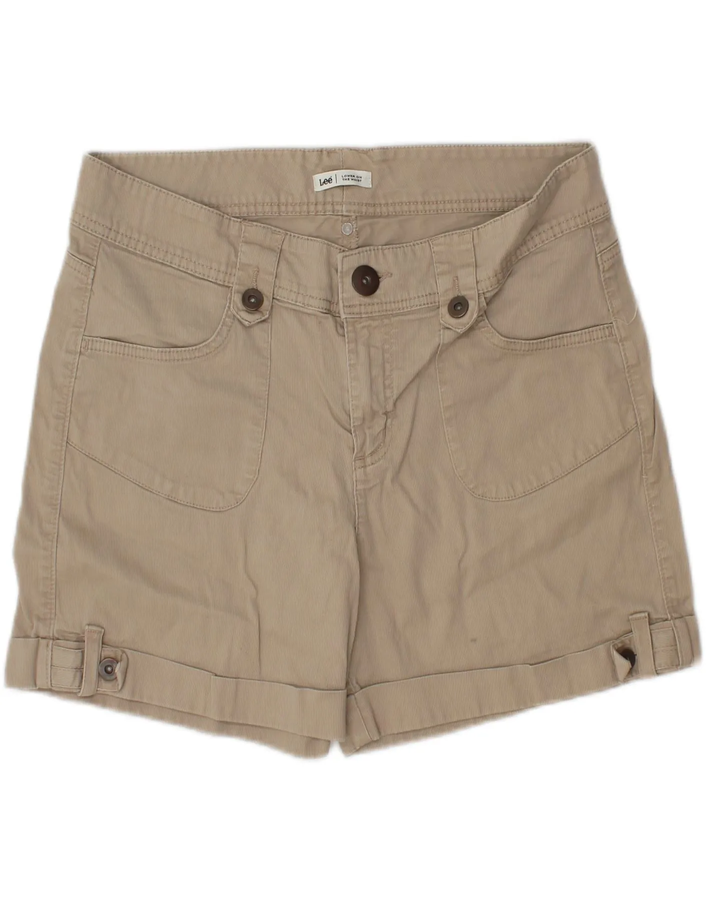 Modern Look Trendy Pattern LEE Womens Casual Shorts US 12 Large W34  Beige Cotton
