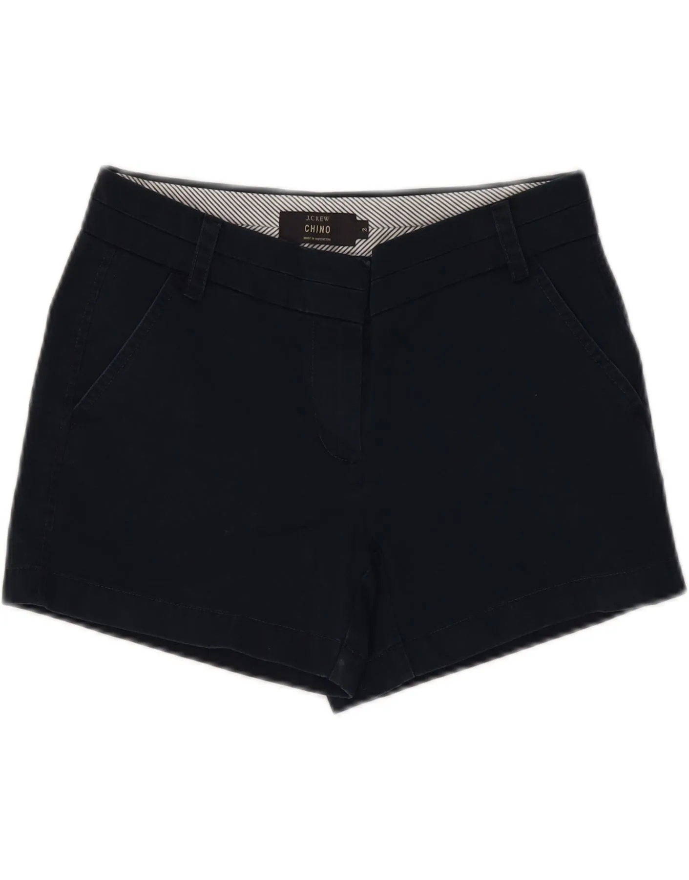 J. CREW Womens Chino Shorts US 2 XS W30  Navy Blue Cotton Comfort Fit