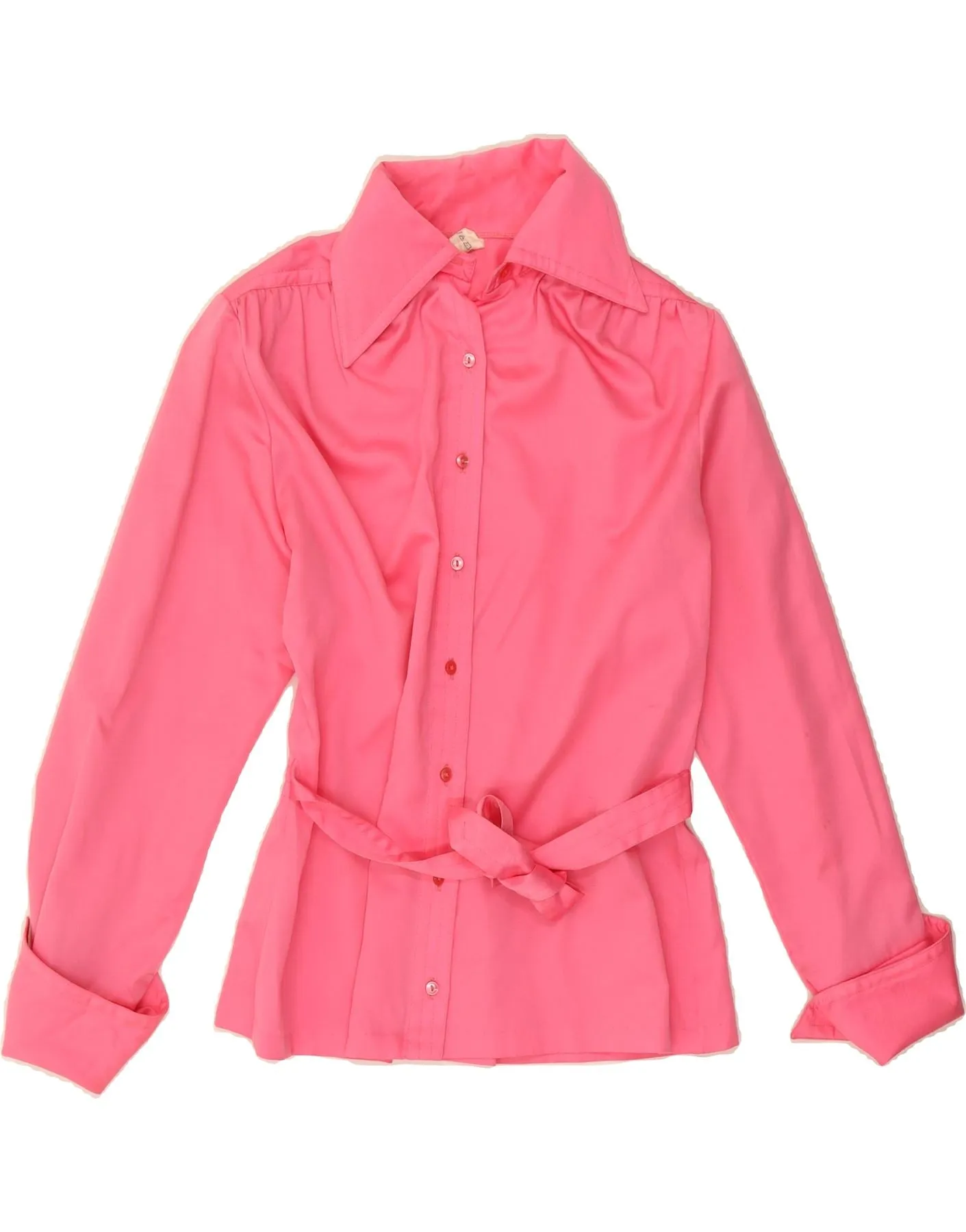 Structured Collar Wrinkle Resistant Finish VINTAGE Womens Shirt Blouse EU 40 Medium Pink Polyester