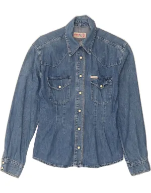 Unisex Choice Button front ONYX Womens Denim Shirt UK 12 Medium Blue Cotton