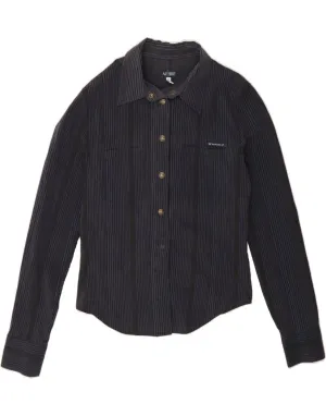 Unisex style Tailored Cut ARMANI JEANS Womens Shirt UK 10 Small  Navy Blue Striped Cotton