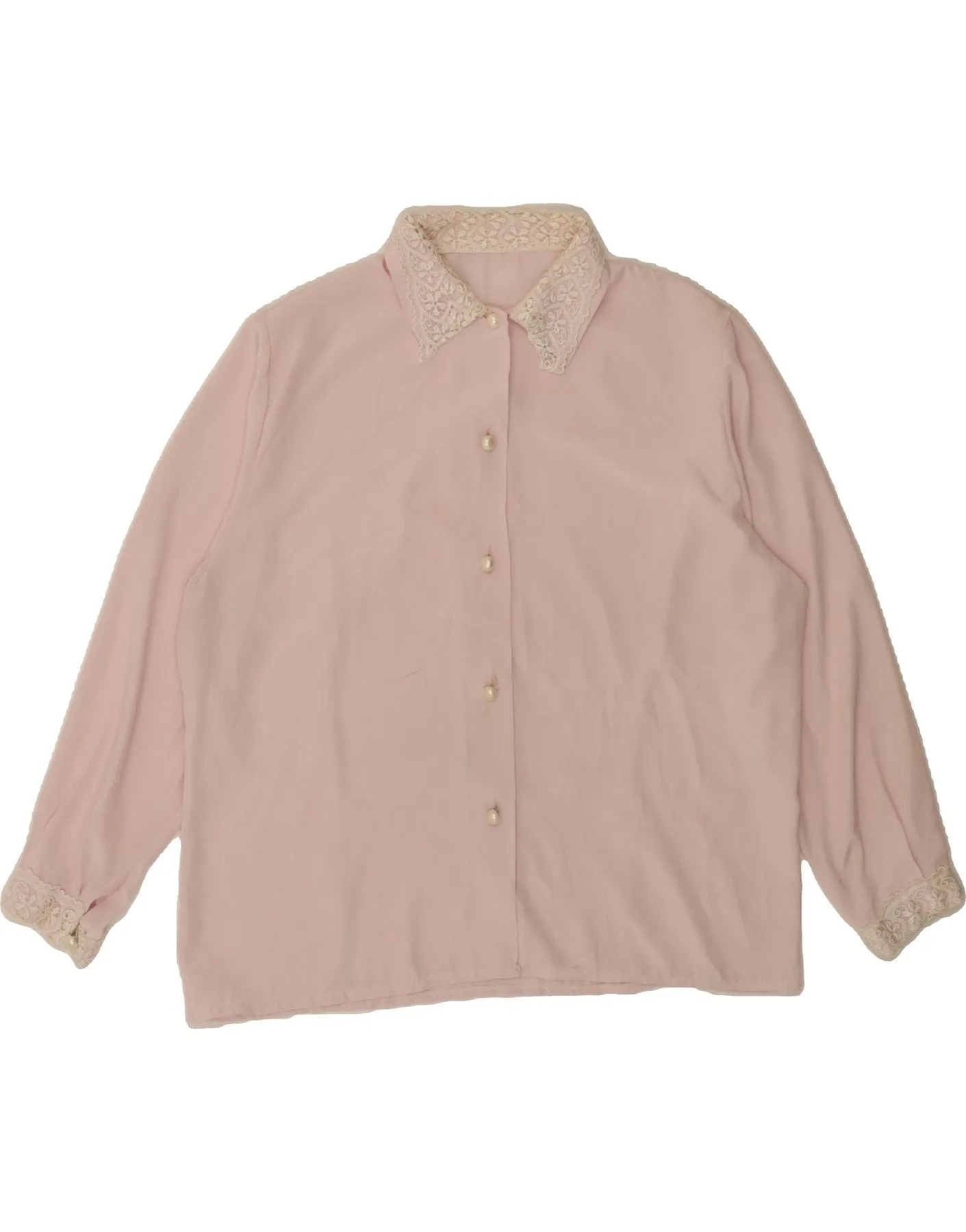 VINTAGE Womens Shirt Blouse UK 16 Large Pink Eco Friendly Production Mesh Insert