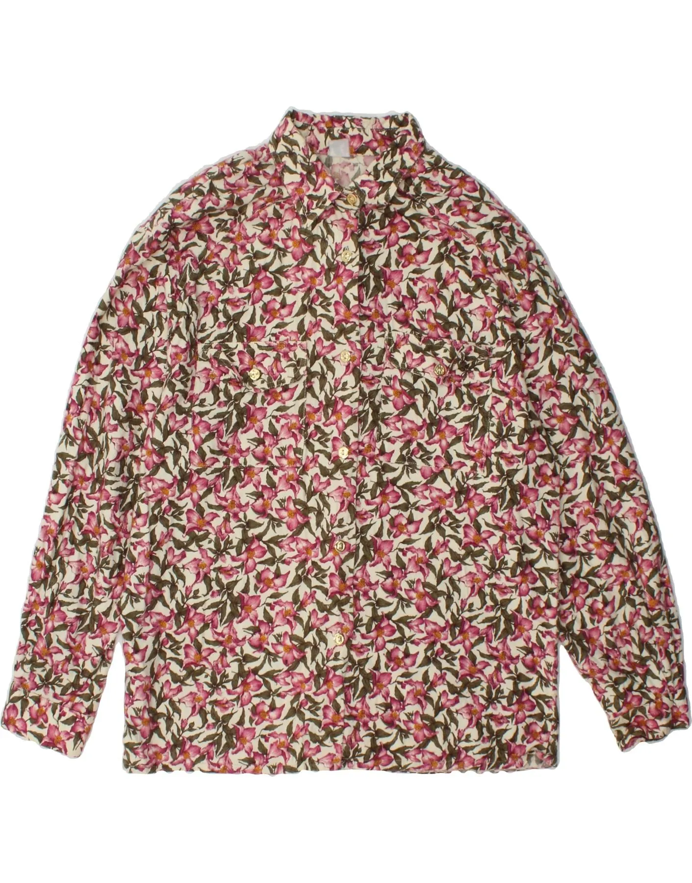 VINTAGE Womens Shirt Blouse UK 16 Large Red Floral Tropical theme