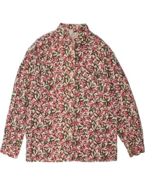 VINTAGE Womens Shirt Blouse UK 16 Large Red Floral Tropical theme