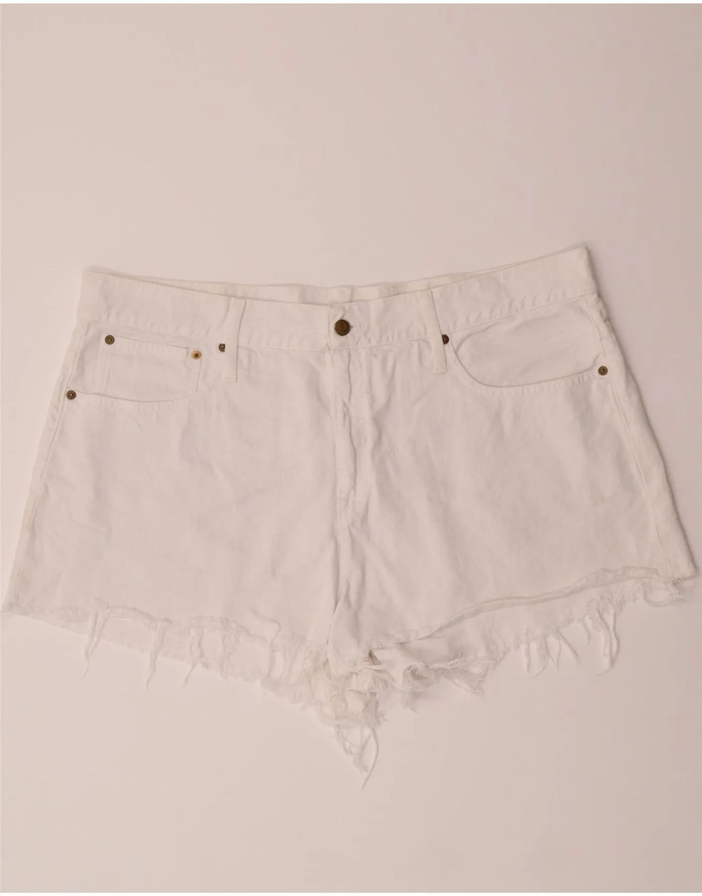 Versatile Layering J. CREW Womens Relaxed Fit High Waist Denim Shorts W35 Large White Cotton