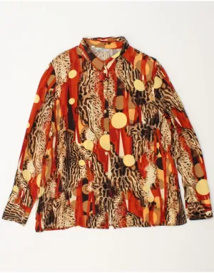 JORG PETERSON Womens Shirt Blouse EU 46 XL Multicoloured Animal Print Pure Cotton