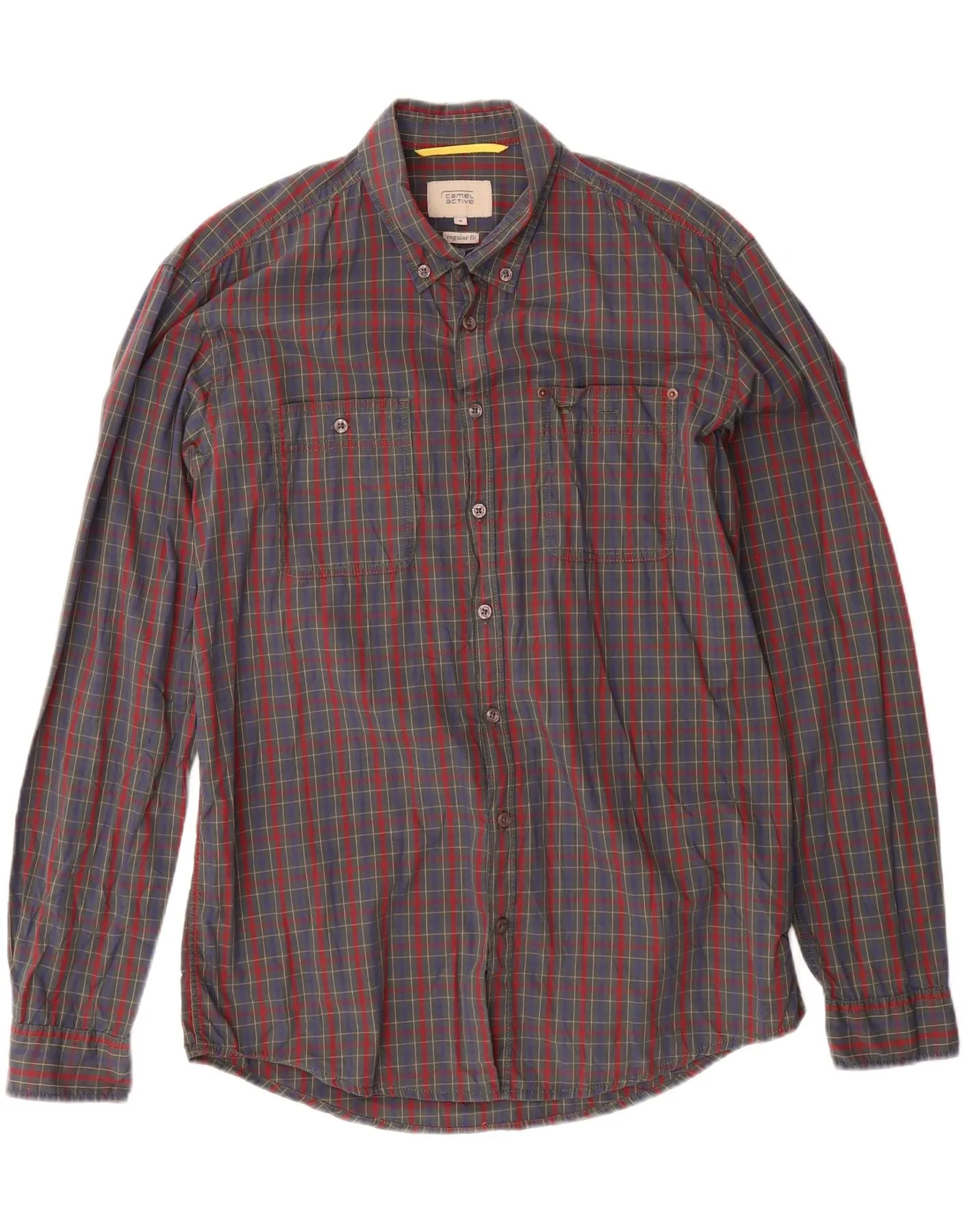 Practical Choice CAMEL ACTIVE Mens Regular Fit Shirt Medium Khaki Check Cotton