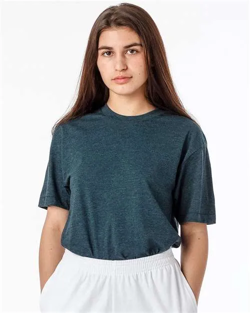 fade resistant color Los Angeles Apparel FF01 USA-Made 50/50 Poly/Cotton T-Shirt