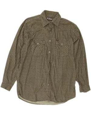 MUSTANG Mens Shirt Small Green Check Cotton Workwear Style Layering Essential