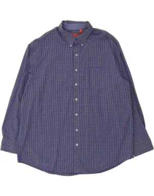 IZOD Mens Shirt 3XL Blue Check Cotton Flex Fit Collar Retro Vibe