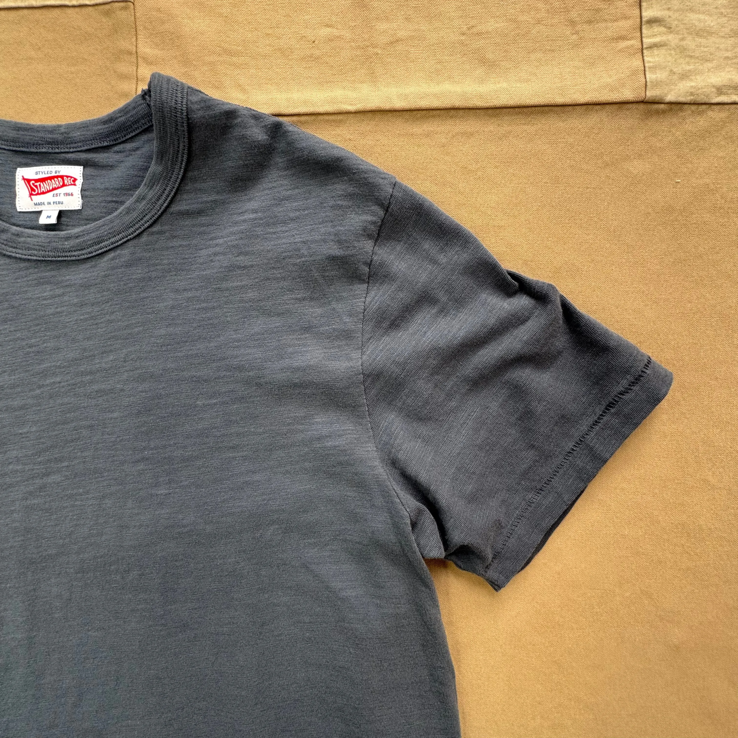 Perfect Layering SoftenedNeckline Short Sleeve Slub T-shirt, Indigo
