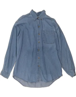 EDDIE BAUER Womens Denim Shirt UK 16 Large Blue Cotton Roll-Up Sleeve