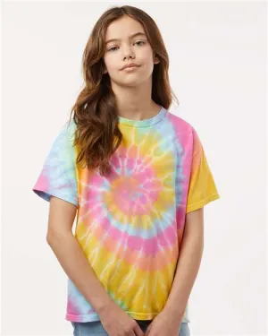 Dyenomite 20BMS Youth Multi-Color Spiral Tie-Dyed T-Shirt Minimal Style Trend