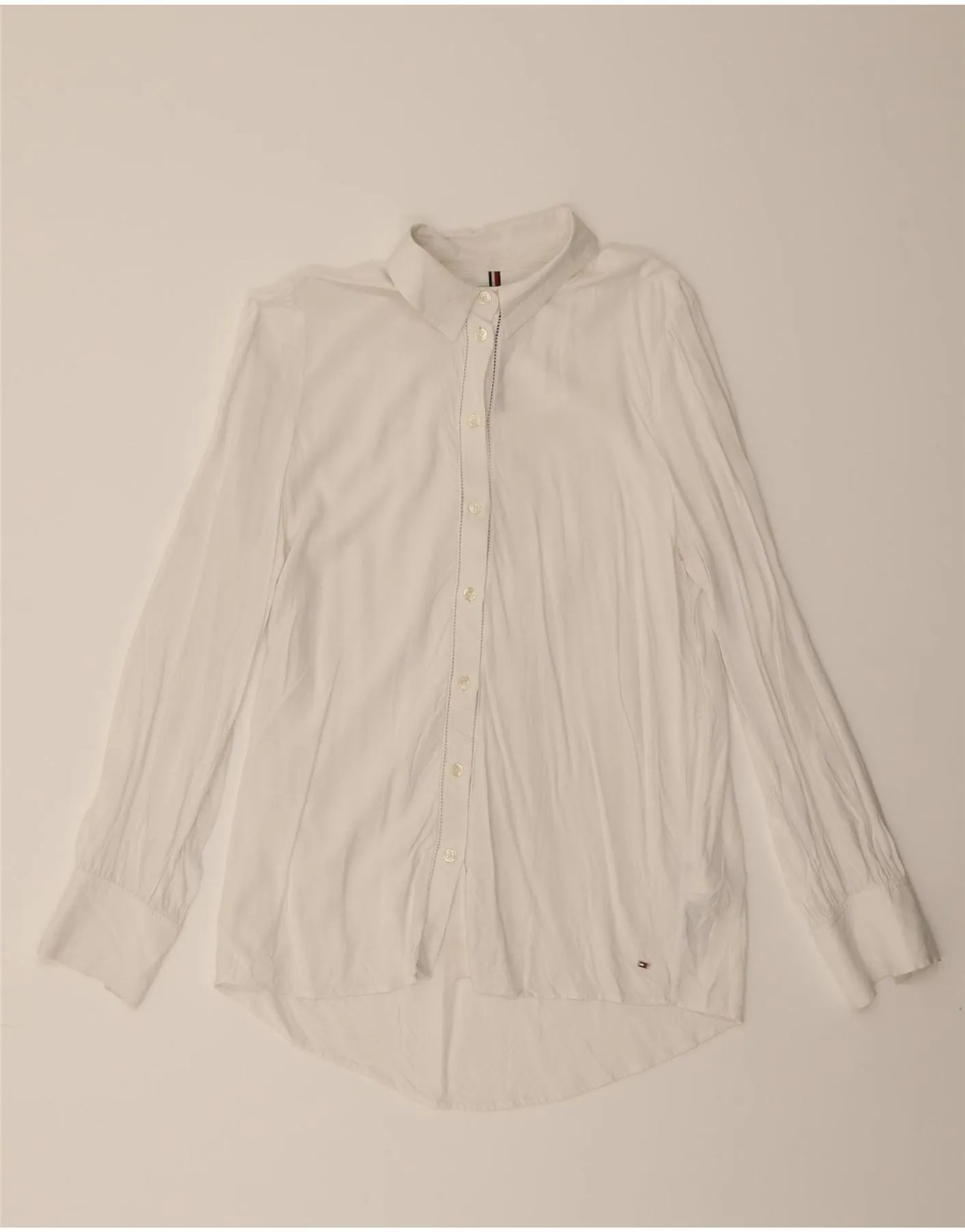 Odor Resistant TOMMY HILFIGER Womens Shirt UK 12 Medium  Off White Viscose