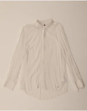 Odor Resistant TOMMY HILFIGER Womens Shirt UK 12 Medium  Off White Viscose