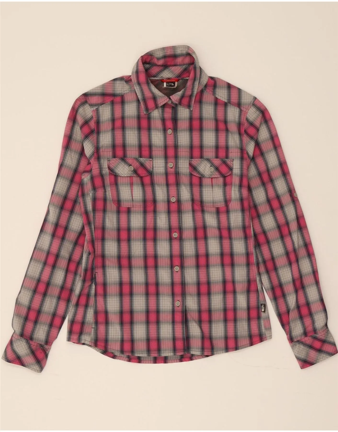 THE NORTH FACE Womens Shirt UK 12 Medium Pink Check Layering Piece