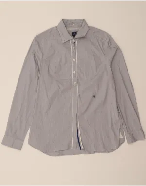 TRUSSARDI JEANS Womens Shirt UK 20 2XL Grey Pinstripe Cotton Polka Dot