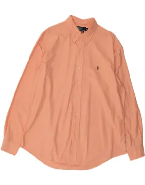 Metallic Finish POLO RALPH LAUREN Mens Custom Fit Shirt XL Orange Cotton