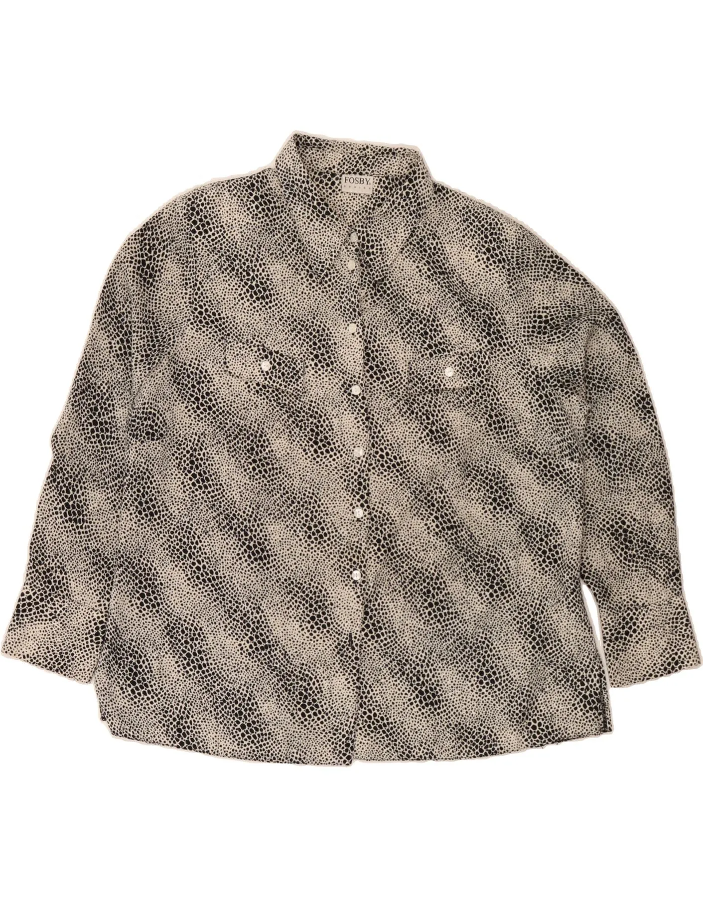 Mature appeal VINTAGE Womens Shirt UK 22 3XL Grey Spotted Polyester