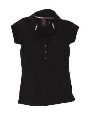 Playful Design TOMMY HILFIGER Womens Polo Shirt UK 8 Small Black Polyester