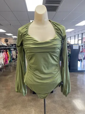 Bodysuit By Le Lis In Green, Size:M black bodysuit loose fit bodysuit