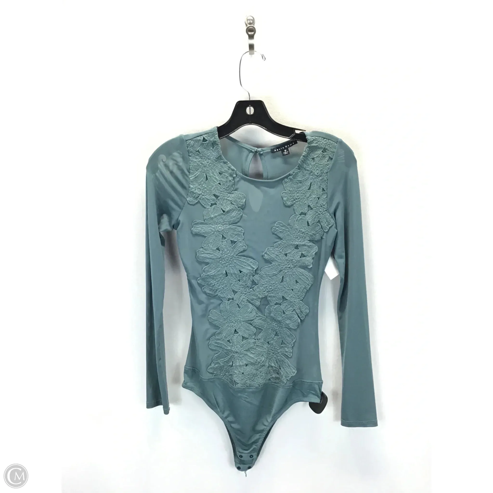 Bodysuit By Haute Monde In Green, Size: M satin bodysuit