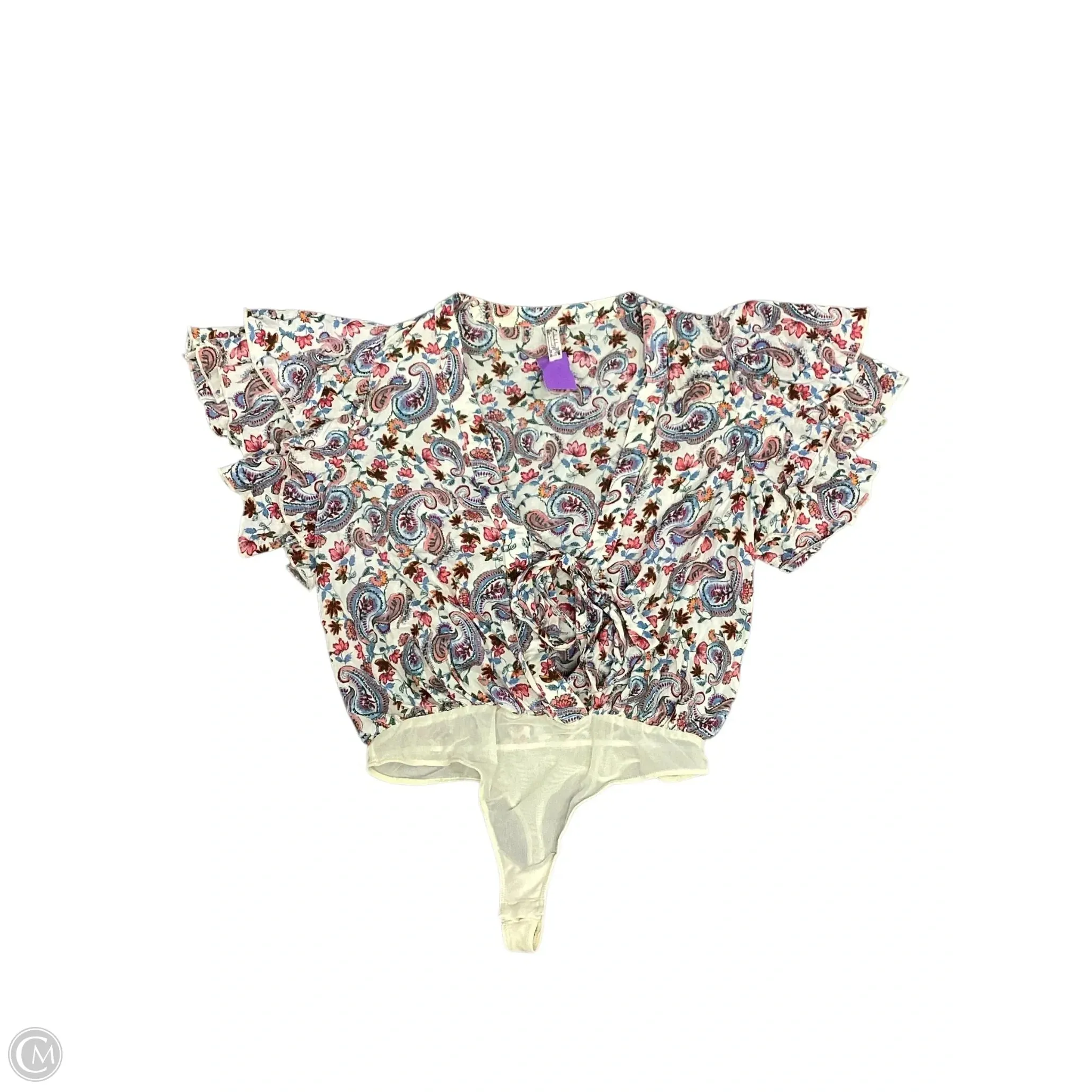 Bodysuit By Free People In Paisley Print, Size: M short sleeve bodysuit scoop neck bodysuit