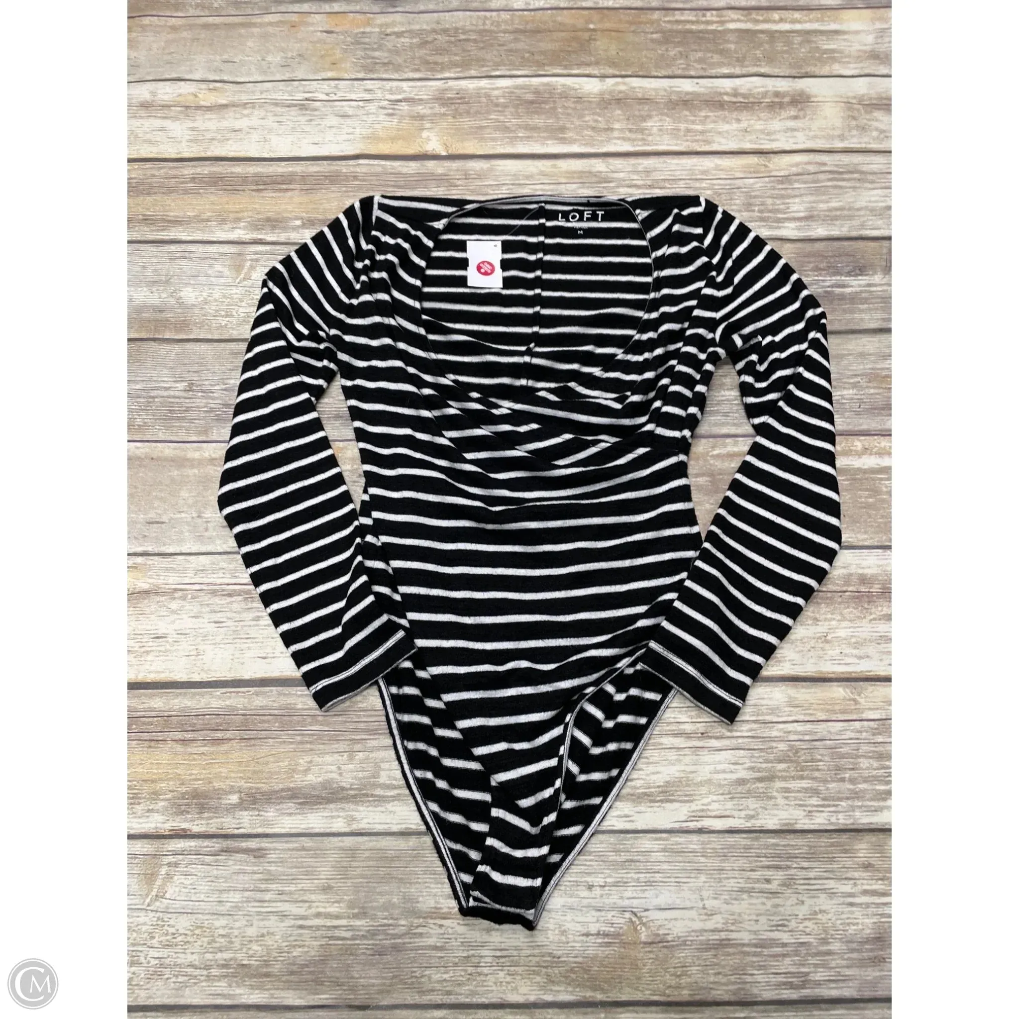 Bodysuit By Loft In Striped Pattern, Size: M cutout bodysuit