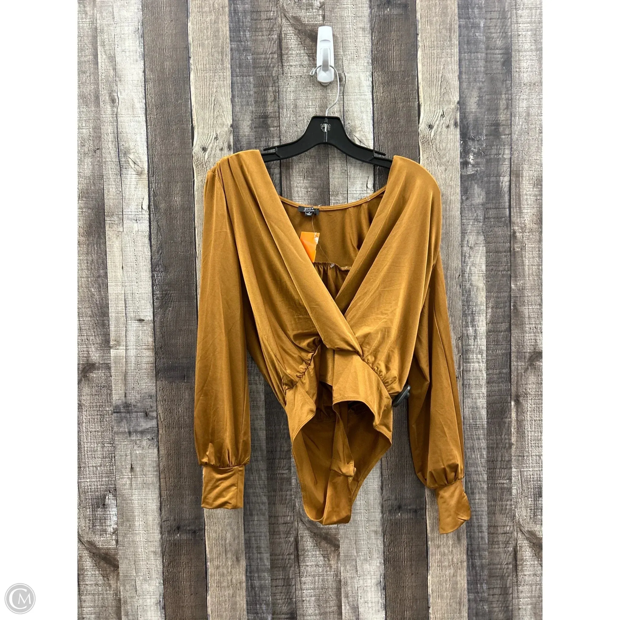 metallic bodysuit long sleeve bodysuit Bodysuit By Cme In Bronze, Size: S