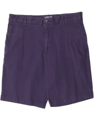 Extended Inseam Options high - rise IZOD Mens Chino Shorts W34 Large  Navy Blue Cotton