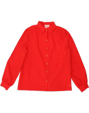 Stretchable Fabric Microfiber Material VINTAGE Womens Shirt Blouse UK 16 Large  Red Polyester